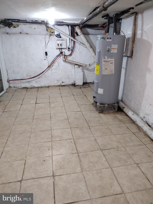 basement with water heater