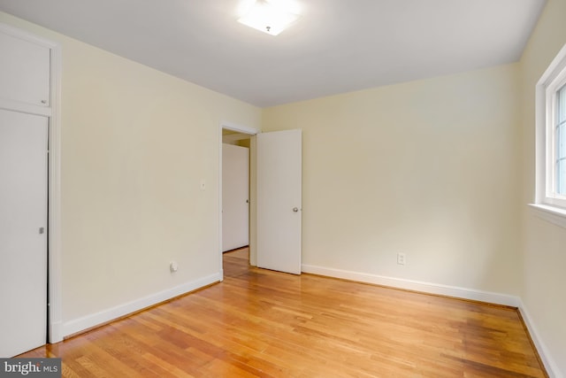 unfurnished bedroom featuring light hardwood / wood-style flooring