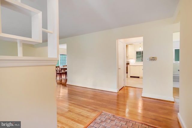 interior space featuring baseboards and light wood-type flooring