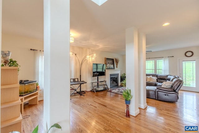 interior space with light hardwood / wood-style floors