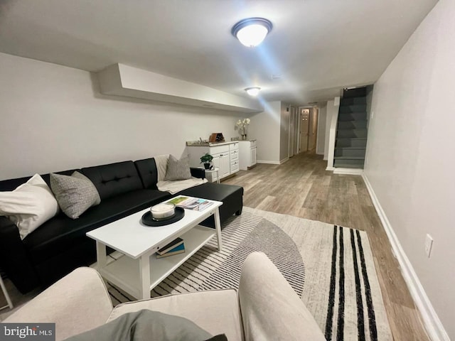 living room featuring light hardwood / wood-style floors