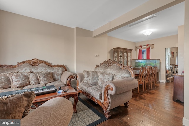 living room with wood-type flooring