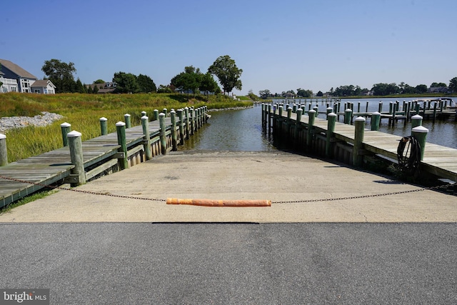 view of dock featuring a water view