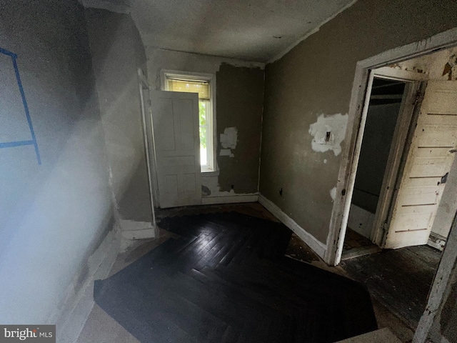 entryway with parquet flooring