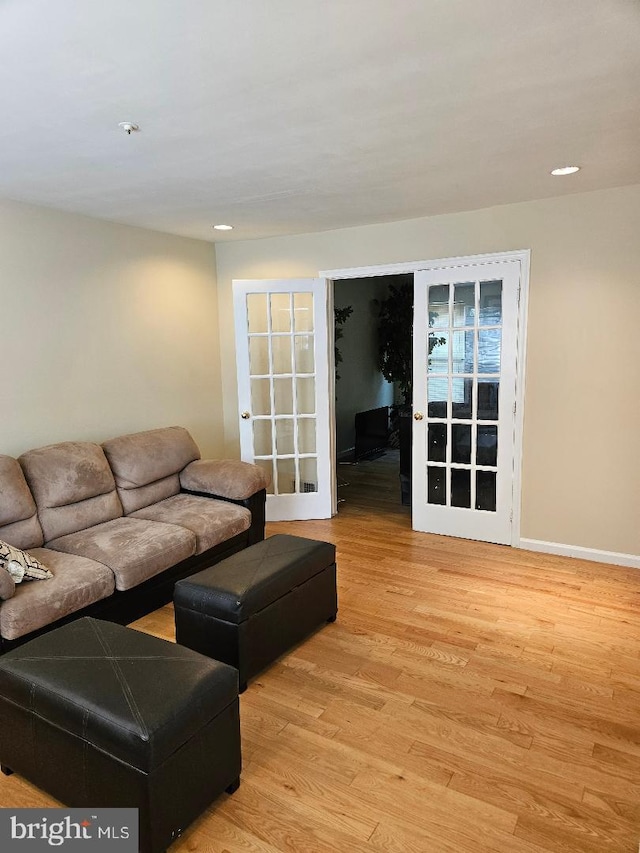 living room featuring light wood-type flooring