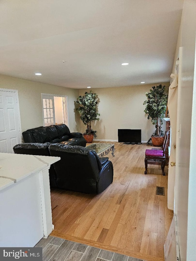 living room with light wood-type flooring