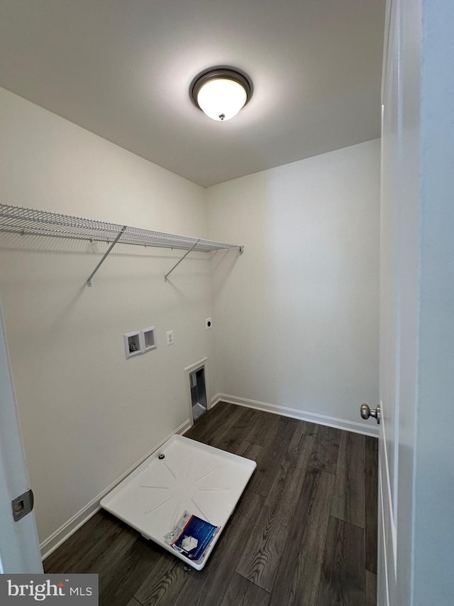 laundry area featuring washer hookup, dark hardwood / wood-style floors, and hookup for an electric dryer