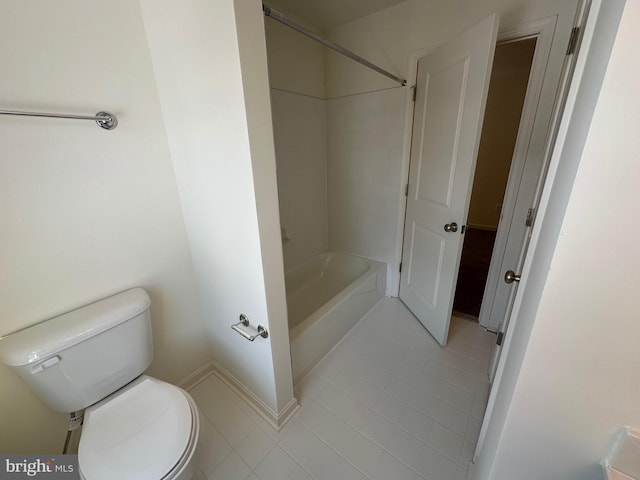 bathroom with shower / tub combination, tile patterned floors, and toilet