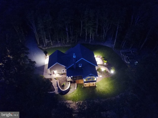 view of aerial view at night