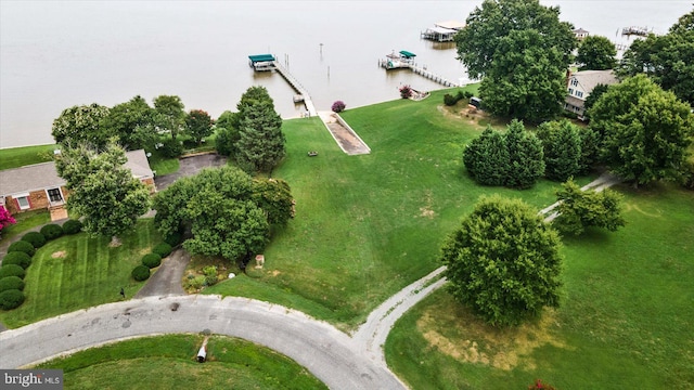 bird's eye view featuring a water view