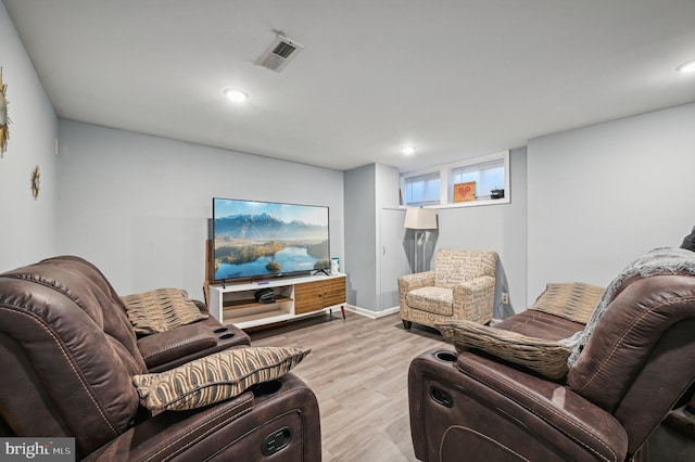 living room featuring light wood-type flooring