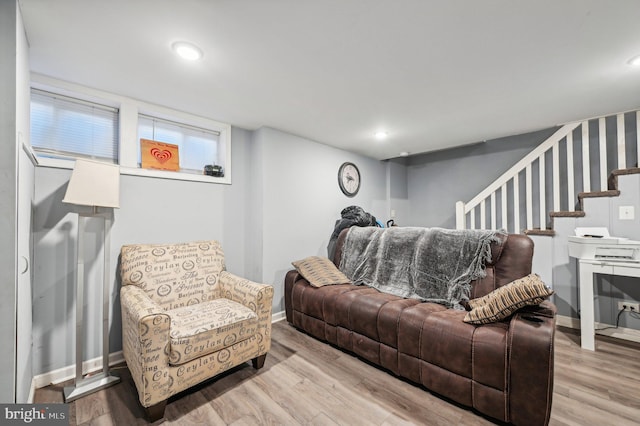 living room featuring light hardwood / wood-style flooring