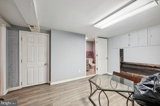 interior space with light hardwood / wood-style floors