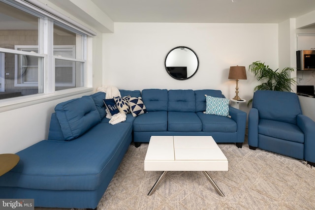 living room with carpet floors