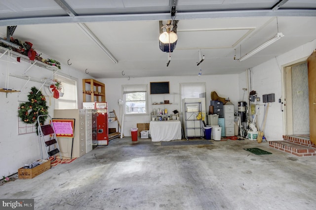 garage with a garage door opener