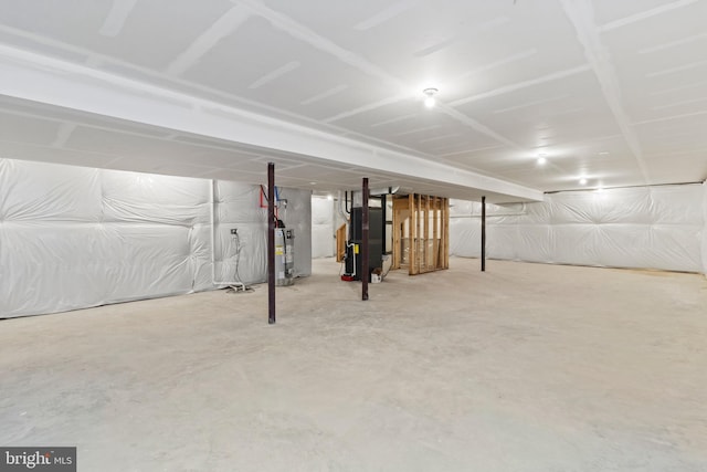 basement with water heater