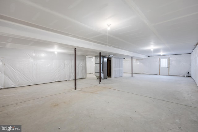 basement with heating unit