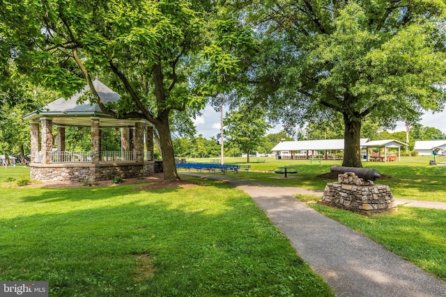 view of property's community featuring a yard