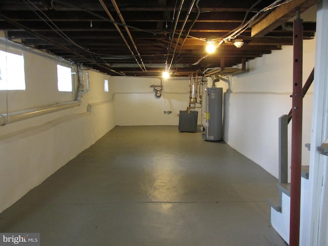 basement with gas water heater