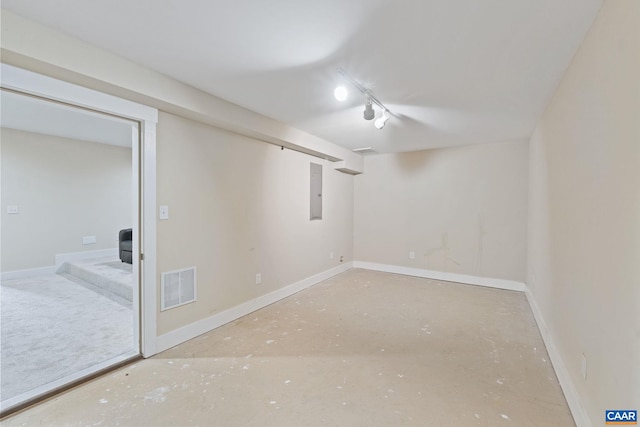 2515 Summit Ridge Trl, Charlottesville, VA 22911 - finished basement with rail lighting, baseboards, and electric panel