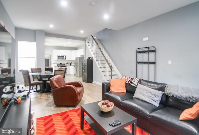 living room featuring light hardwood / wood-style flooring