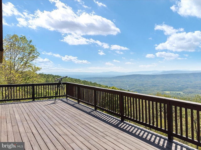 deck with a mountain view