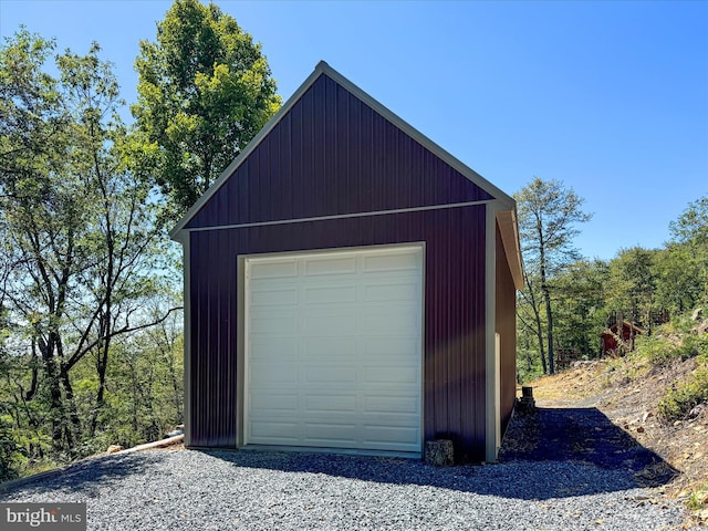 garage with wooden walls