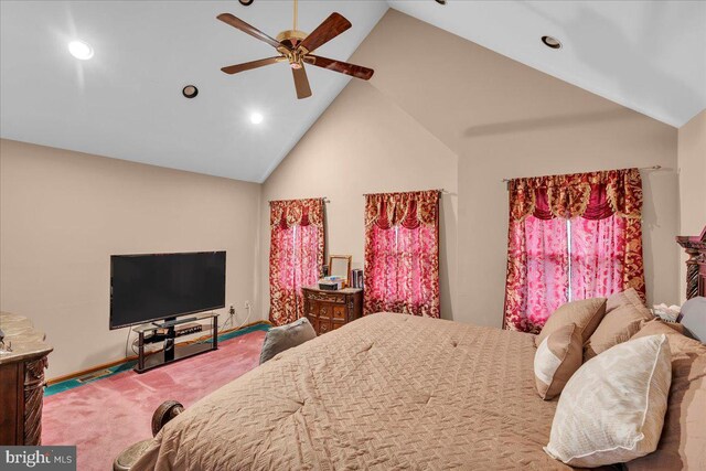 8 Annapolis Dr, Sicklerville, NJ 08081 - carpeted bedroom with ceiling fan, baseboards, vaulted ceiling, and recessed lighting