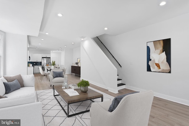 living room featuring light hardwood / wood-style floors