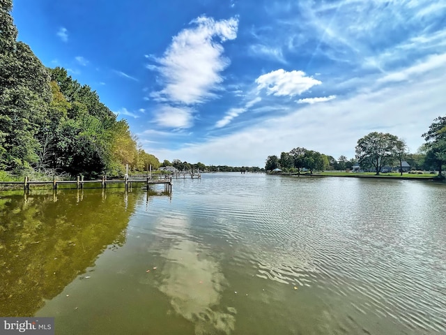 property view of water featuring a dock