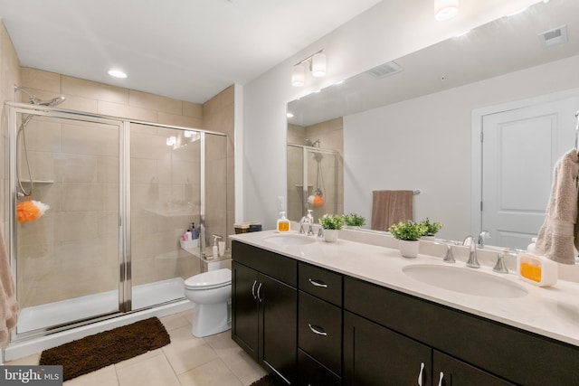 full bath featuring a shower stall, visible vents, and a sink