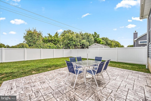 view of patio with outdoor dining area and a fenced backyard