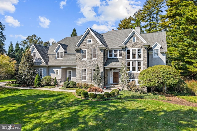 view of front of home with a front lawn