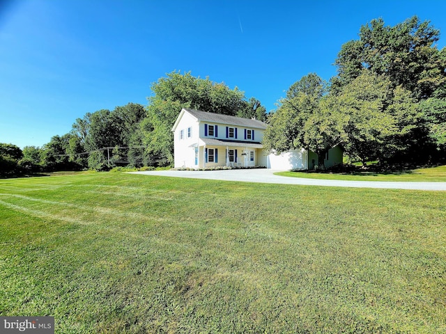 view of front of home with a front yard