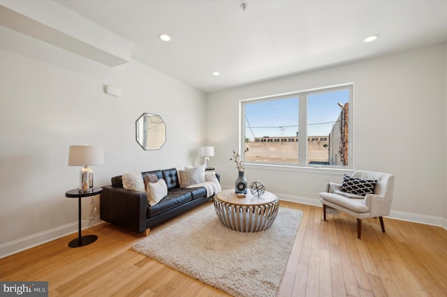 living room featuring light wood-type flooring