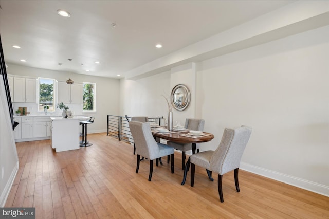 dining area featuring light hardwood / wood-style flooring