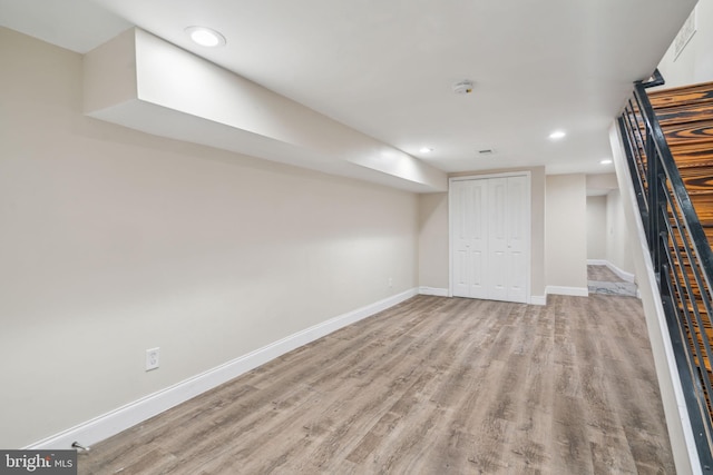 interior space with light hardwood / wood-style floors