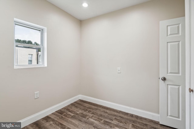 interior space with dark wood-type flooring