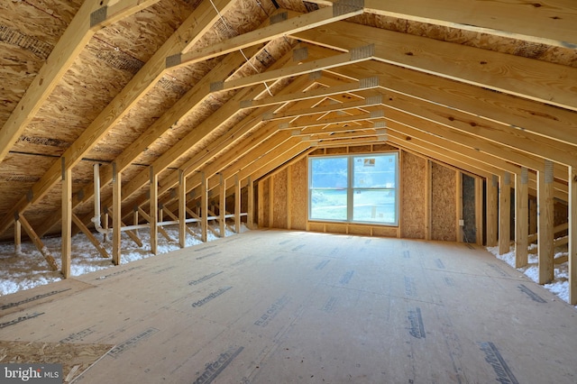 view of unfinished attic