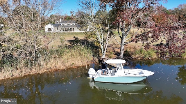 view of dock featuring a water view