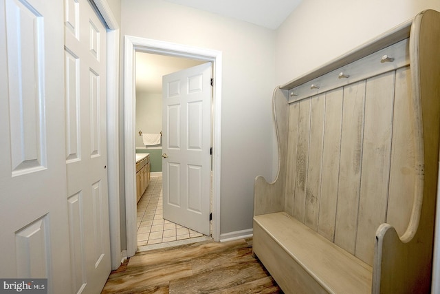 mudroom featuring light hardwood / wood-style flooring