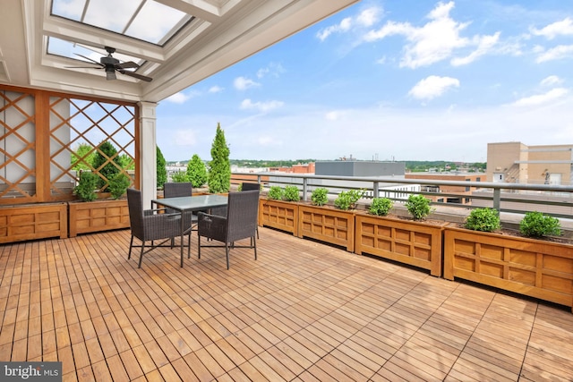 view of patio featuring ceiling fan