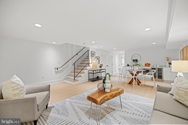 living room featuring light hardwood / wood-style floors