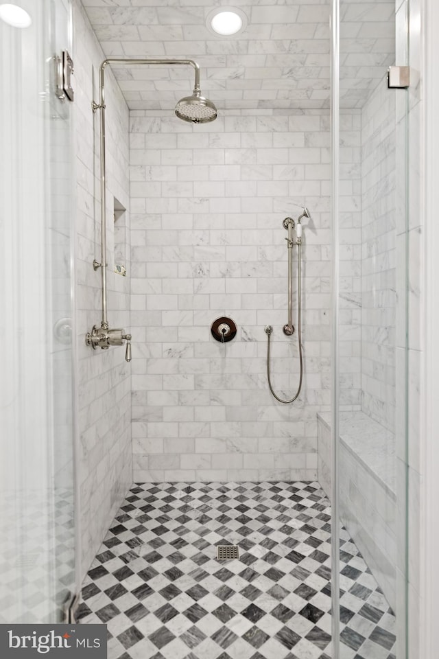 bathroom featuring walk in shower