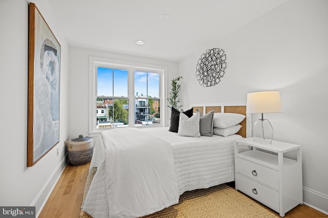 bedroom featuring light hardwood / wood-style flooring