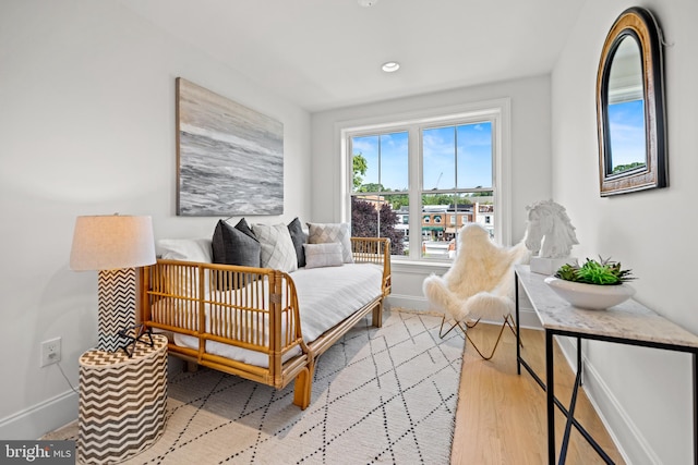 bedroom featuring light wood-type flooring