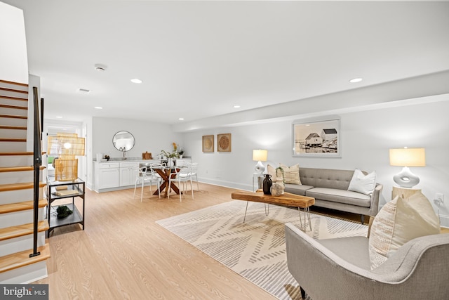 living room featuring light hardwood / wood-style flooring