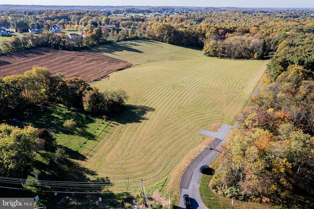 bird's eye view with a rural view