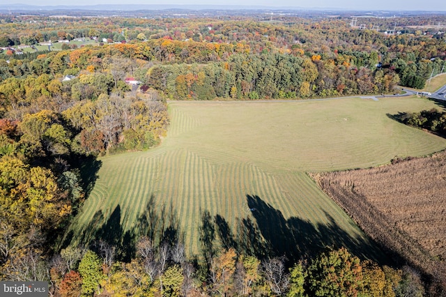 aerial view featuring a rural view