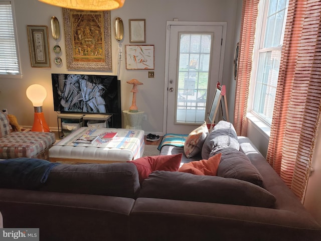 living room featuring a healthy amount of sunlight